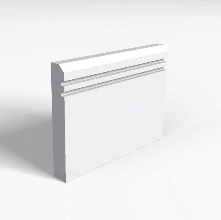 Chamfer And 2 Square Grooves Skirting Board Transparent