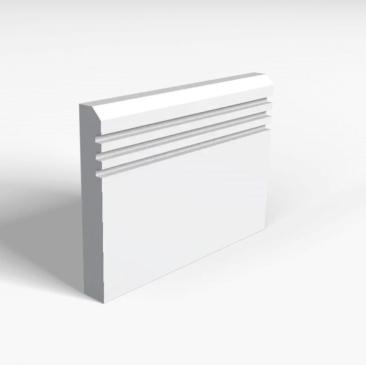 Chamfer And 3 Square Grooves Skirting Board Transparent